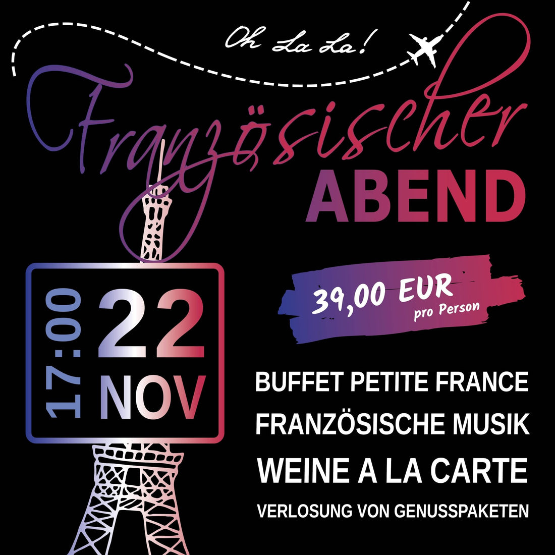 Soirée Parisienne - Französischer Abend - VINORI Weinhandlung und Vinothek